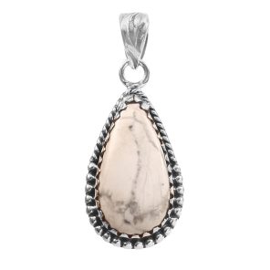 Howlite 1.25" 925 Sterling Silver Pendant (RS6-25)