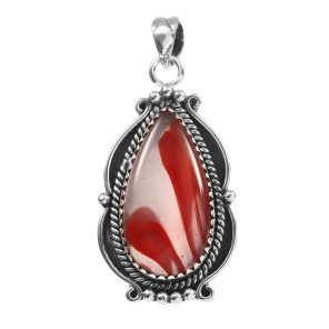 Red Botswana Lace Agate 1.5" 925 Sterling Silver Pendant (RS6-11)