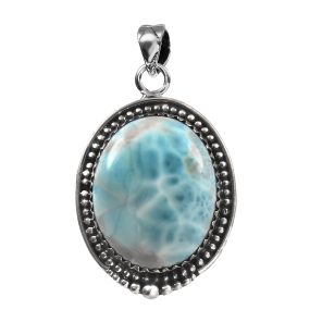Larimar 1.25" 925 Sterling Silver Pendant (RS6-2)