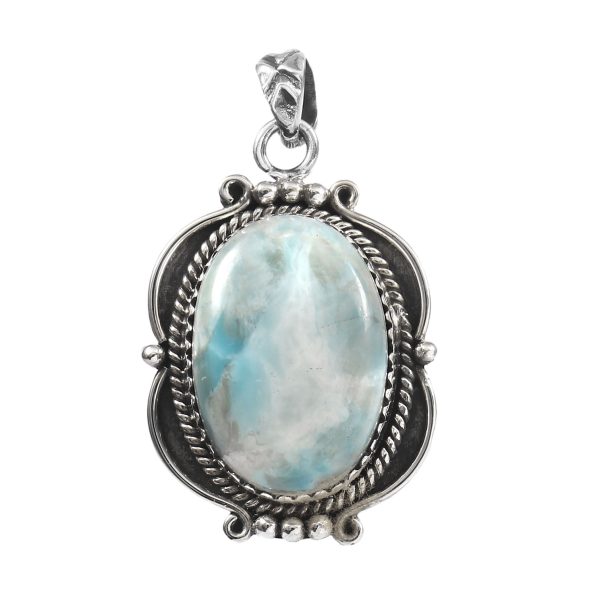 Larimar 1.5" 925 Sterling Silver Pendant (RS6-3)