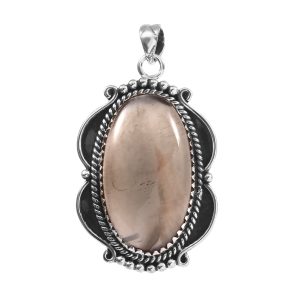 Peach Moonstone 1.75" 925 Sterling Silver Pendant (RS6-48)