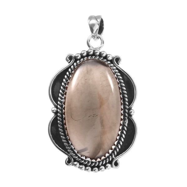 Peach Moonstone 1.75" 925 Sterling Silver Pendant (RS6-48)