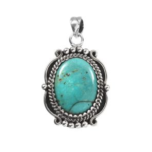 Kingman Turquoise 1.25" 925 Sterling Silver Pendant (RS6-44)