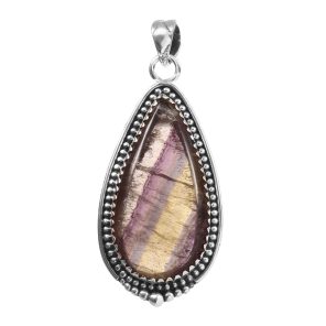 Fluorite 2" 925 Sterling Silver Pendant (RS6-34)