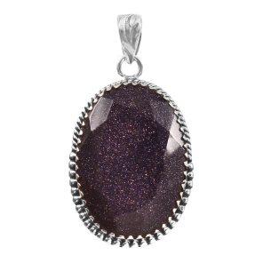 Blue Goldstone  1.5" 925 Sterling Silver Pendant (RS6-6)