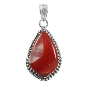 Red Botswana Lace Agate 1.5" 925 Sterling Silver Pendant (RS6-13)