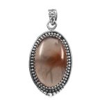 Peach Moonstone 1.5" 925 Sterling Silver Pendant (RS6-49)