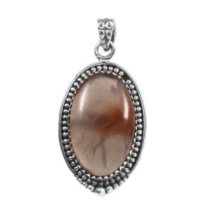 Peach Moonstone 1.5" 925 Sterling Silver Pendant (RS6-49)
