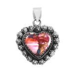 Pink Dahlia Turquoise 1" 925 Sterling Silver Pendant (REXT11-377)