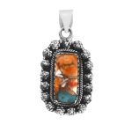 Spiny Oyster Turquoise 1.25" 925 Sterling Silver Pendant (REXT11-362)