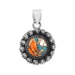Spiny Oyster Turquoise 1" 925 Sterling Silver Pendant (REXT11-364)