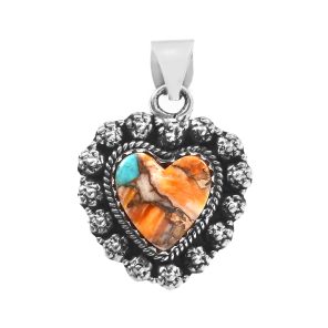 Spiny Oyster Turquoise 1" 925 Sterling Silver Pendant (REXT11-366)