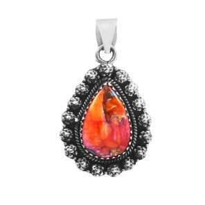 Pink Dahlia Turquoise 1.25" 925 Sterling Silver Pendant (REXT11-381)