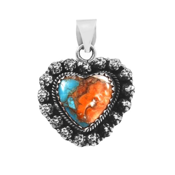 Spiny Oyster Turquoise 1" 925 Sterling Silver Pendant (REXT11-368)