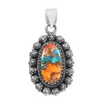 Spiny Oyster Turquoise 1.25" 925 Sterling Silver Pendant (REXT11-372)