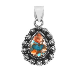 Spiny Oyster Turquoise 1" 925 Sterling Silver Pendant (REXT11-373)