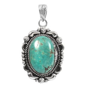 Kingman Turquoise 1.25" 925 Sterling Silver Pendant (RS101-49)