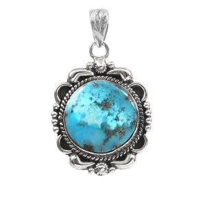 Morenci Turquoise 1.25" 925 Sterling Silver Pendant (RS101-38)