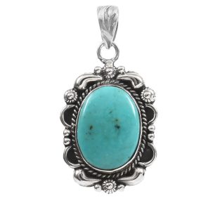 Kingman Turquoise 1.25" 925 Sterling Silver Pendant (RS101-46)
