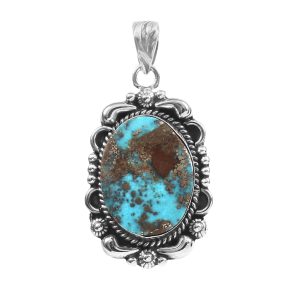 Morenci Turquoise 1.5" 925 Sterling Silver Pendant (RS101-43)