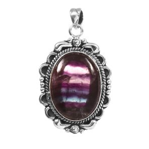 Fluorite 1.5" 925 Sterling Silver Pendant (RS101-72)