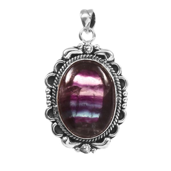 Fluorite 1.5" 925 Sterling Silver Pendant (RS101-72)