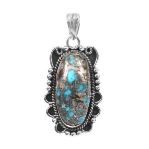 Morenci Turquoise 1.5" 925 Sterling Silver Pendant (RS101-39)