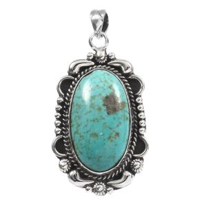 Kingman Turquoise 1.5" 925 Sterling Silver Pendant (RS101-47)