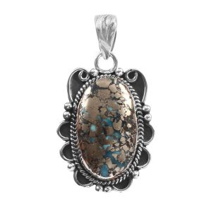 Morenci Turquoise 1.25" 925 Sterling Silver Pendant (RS101-41)