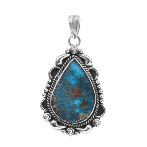 Morenci Turquoise 1.5" 925 Sterling Silver Pendant (RS101-42)