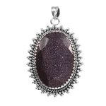 Blue Goldstone 1.5" 925 Sterling Silver Pendant (RS17-482)