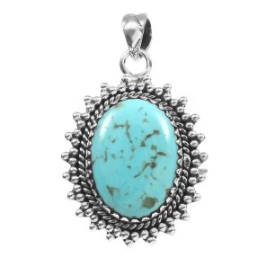 Kingman Turquoise 1.25" 925 Sterling Silver Pendant (RS17-464)