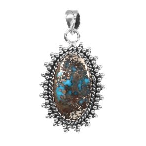 Morenci Turquoise 1.25" 925 Sterling Silver Pendant (RS17-461)
