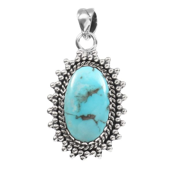 Morenci Turquoise 1.25" 925 Sterling Silver Pendant (RS17-463)