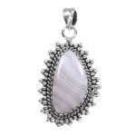 Blue lace Agate 1.5" 925 Sterling Silver Pendant (RS17-484)