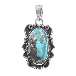 Morenci Turquoise 1.5" 925 Sterling Silver Pendant (REXT103-5)