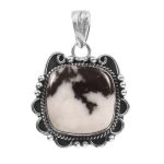 White Buffalo Turquoise 1.5" 925 Sterling Silver Pendant (REXT103-10)