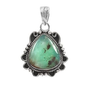 Bio Chrysoprase 1.25" 925 Sterling Silver Pendant (REXT103-20)