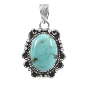 Kingman Turquoise 1.25" 925 Sterling Silver Pendant (REXT103-24)