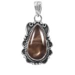 Coffee Moonstone 1.25" 925 Sterling Silver Pendant (REXT103-22)