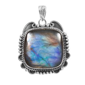 Labradorite 1.5" 925 Sterling Silver Pendant (REXT103-18)