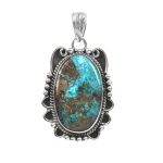 Morenci Turquoise 1.5" 925 Sterling Silver Pendant (REXT103-6)