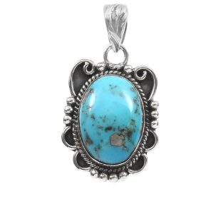 Morenci Turquoise 1.5" 925 Sterling Silver Pendant (REXT103-8)