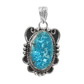 Morenci Turquoise 1.5" 925 Sterling Silver Pendant (REXT103-9)