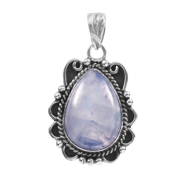 Rainbow Moonstone 1.5" 925 Sterling Silver Pendant (REXT103-16)