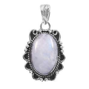 Rainbow Moonstone 1.5" 925 Sterling Silver Pendant (REXT103-17)