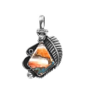 Spiny Oyster Turquoise 1.25" 925 Sterling Silver Pendant (REXT11-346)