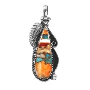 Spiny Oyster Turquoise 2" 925 Sterling Silver Pendant (REXT11-348)