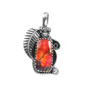 Pink Dahlia Turquoise 1.25" 925 Sterling Silver Pendant (REXT11-332)