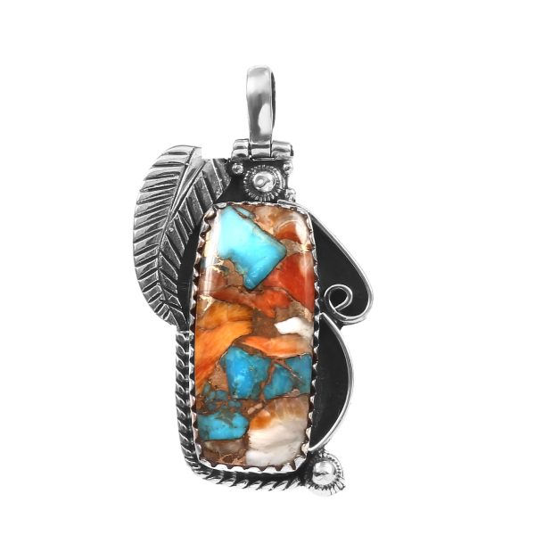 Spiny Oyster Turquoise 1.5" 925 Sterling Silver Pendant (REXT11-354)